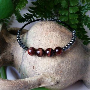 Tigers Eye and Hematite wire bracelet